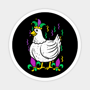 Mardi Gras Chicken  Outfit Farming Men Women Kids Magnet